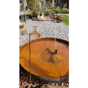 Dekoracyjne Lustro Wodne z Metalu - Okragłe Oczko Wodne w kolorze rdzawym corten srednica 80cm Plus stelaż - nóżki w zestawie